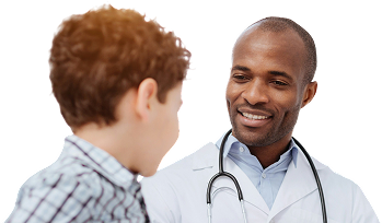 Un professionnel de santé et un enfant