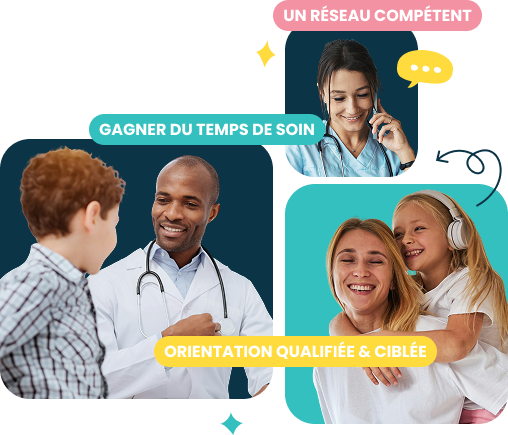 Composition de visuels avec des professionnels de santé et des familles dans le cadre de consultations TND